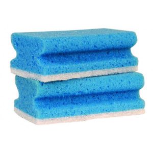 Schuurspons met handgrip blauw
