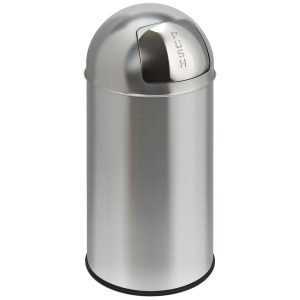 Afvalbak rond met Pushklep 40 ltr. kleur RVS